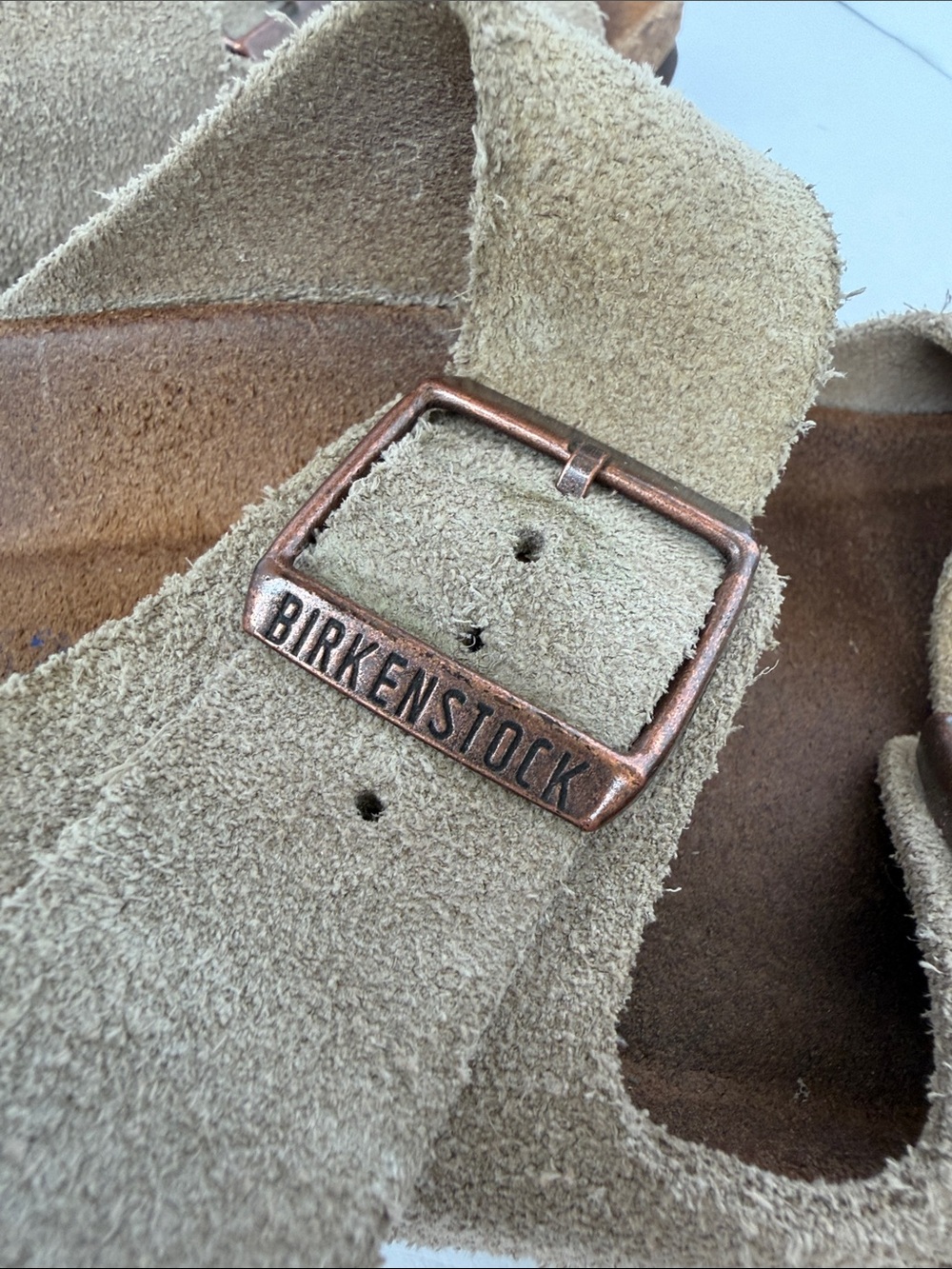 Birkenstock Suede Two-Strap Sandals in tan size 10 - Picture 4 of 6